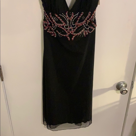 Little Black Cocktail Dress (red & silver beading) - Picture 2 of 3